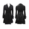 Women Steampunk Victorian Corset Riding Jacket Black Long Collared Ruffle Jacket Coat